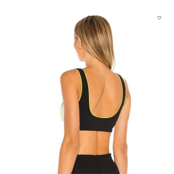 GIGI C SPORT CELESTE BRA BLK/WHT/GRN Removable padding. Elastic band. Made in US - Picture 3 of 4